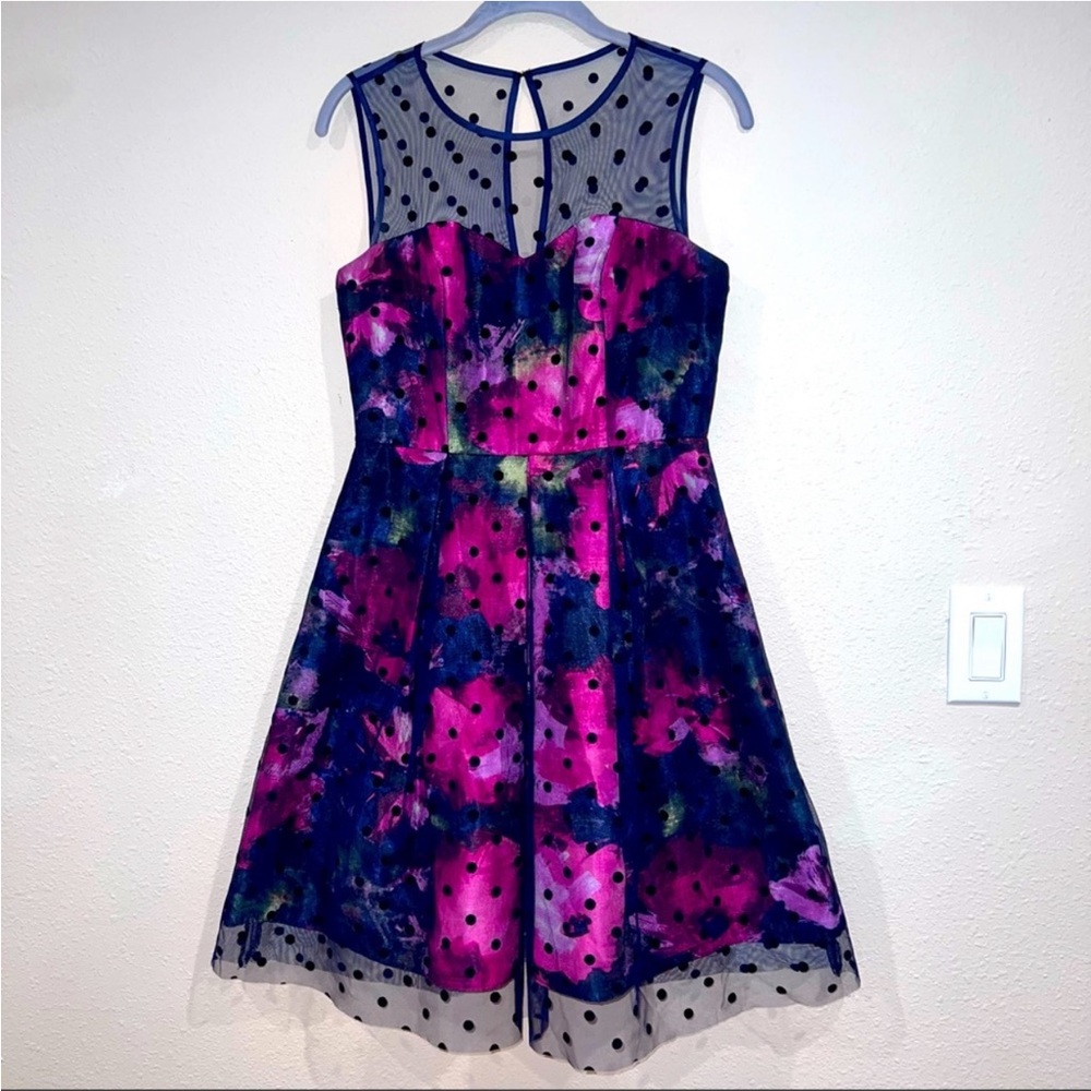 SD Collection Womens Petites Illusion A-Line Cocktail Dress